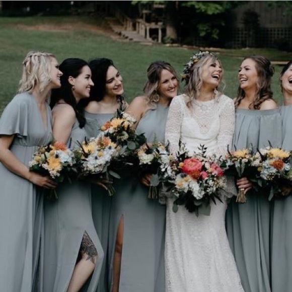 silver sage flower girl dress